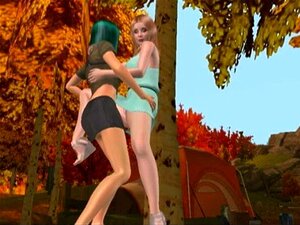 Dos chicas follando y tribbing al aire libre